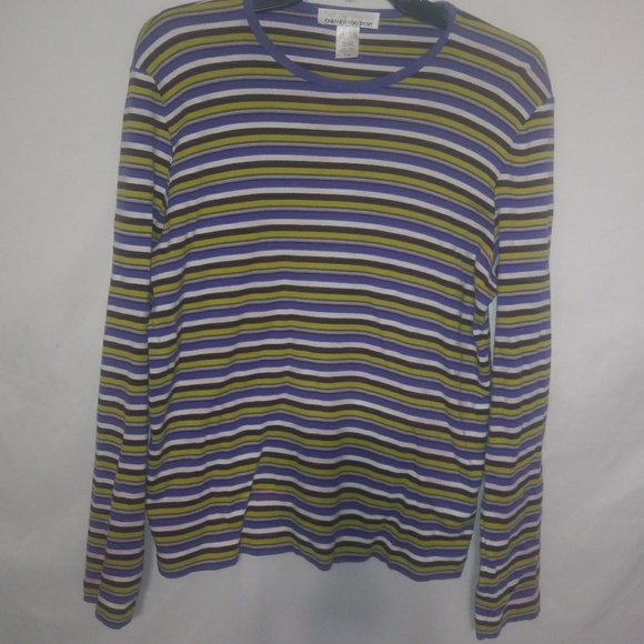 Jones New York Tops - Jones NY Sport XL Y2K Purple Olive Stripe Top Plus